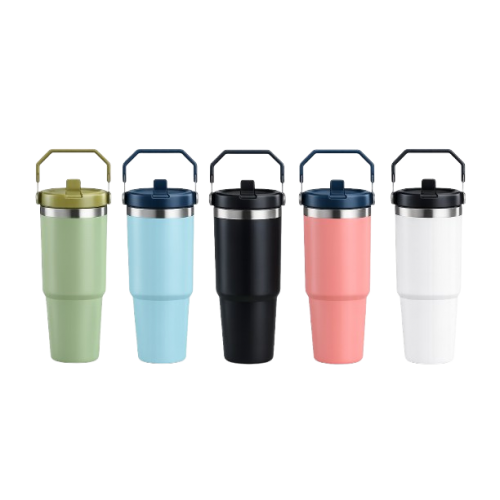 304 Stainless Steel Tumbler - Thermos Bottle with Straw Handle