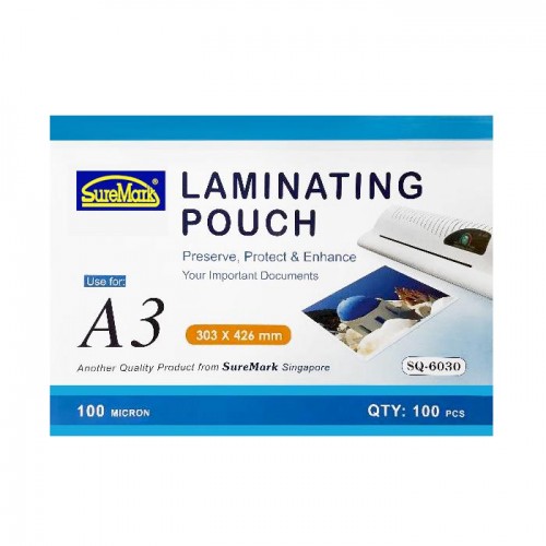 Suremark Laminating Pouch Sheets A3 100 Microns SQ-6030